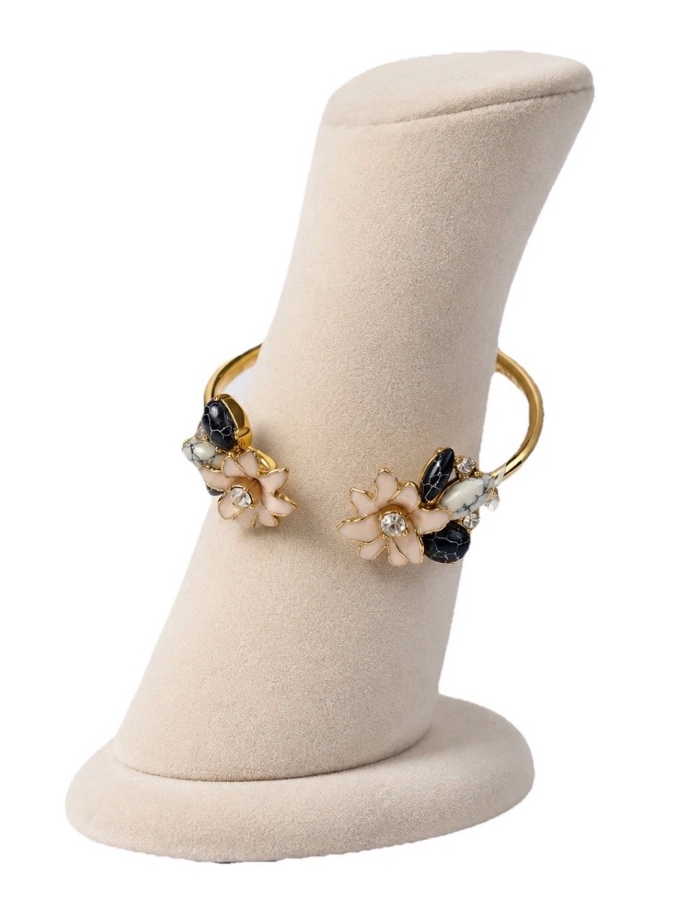 Kate Spade New York Glossy Petals Floral Cuff Bracelet Gold Tone Shell Multi NWT